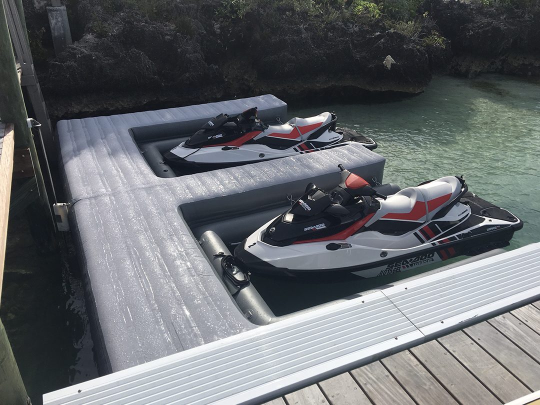 Jet Skis at inflatable dock
