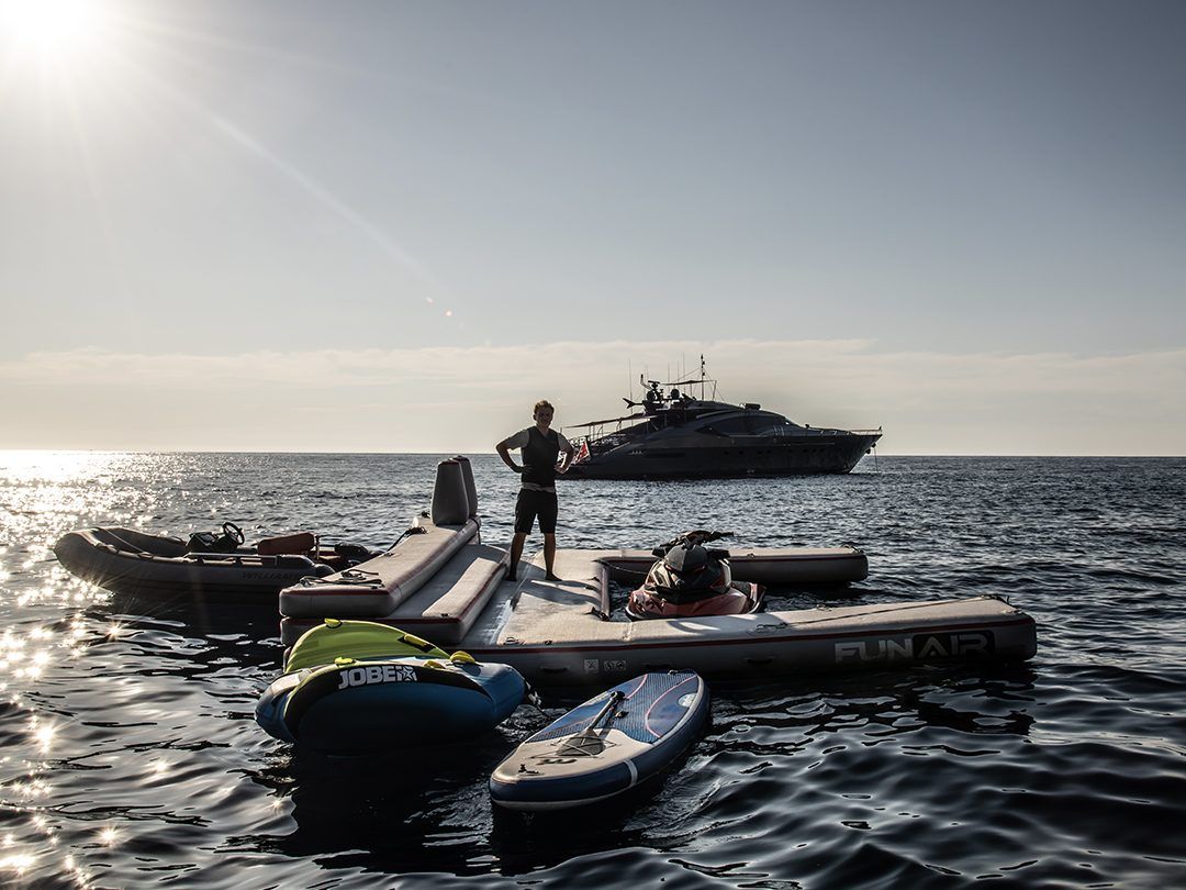 Using a custom Jet Ski Dock in the sea