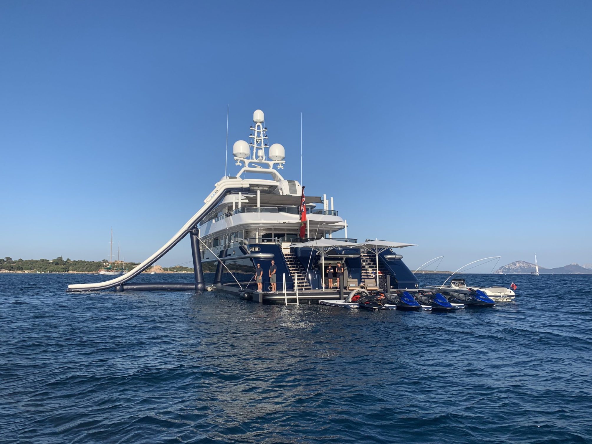 superyacht with Yacht Slide and custom Jet Ski Dock