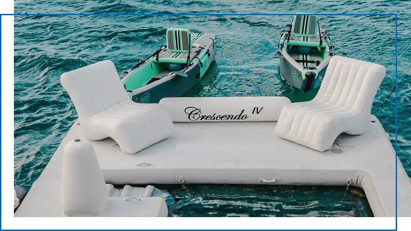 Superyacht Wave Chairs on MY Crescendo FunSize Beach Club Sea Pool