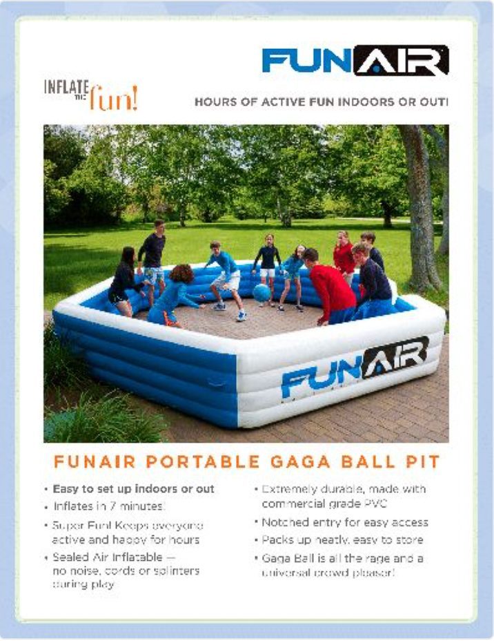 FunAir Gaga Ball Pit Spec Sheet