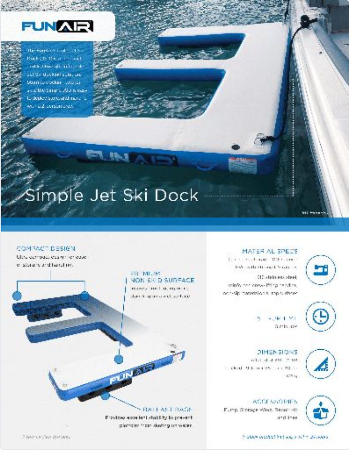 FunAir Simple Jet Ski Dock Spec Sheet