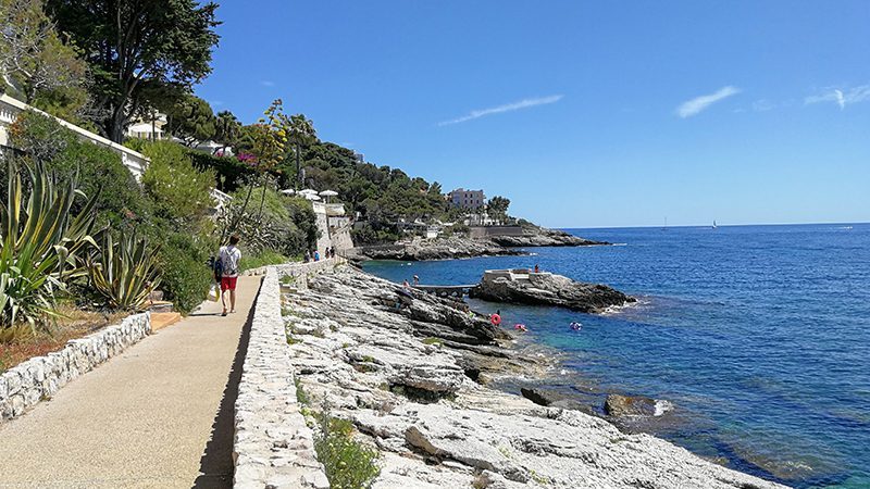 The scenic sea coast of Cap d'Ail in the South of France on a sunny day
