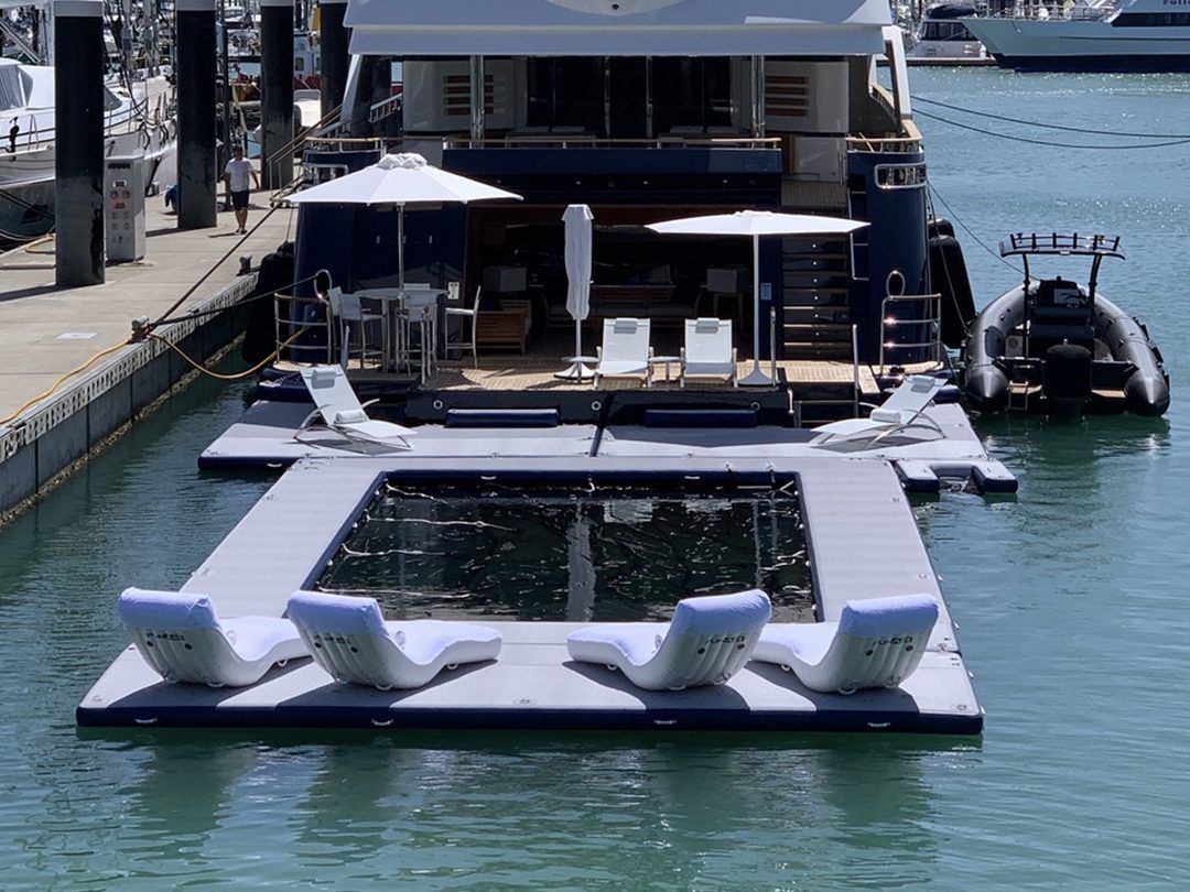 MY Jade Beach Club Sea Pool and Superyacht Wave Loungers