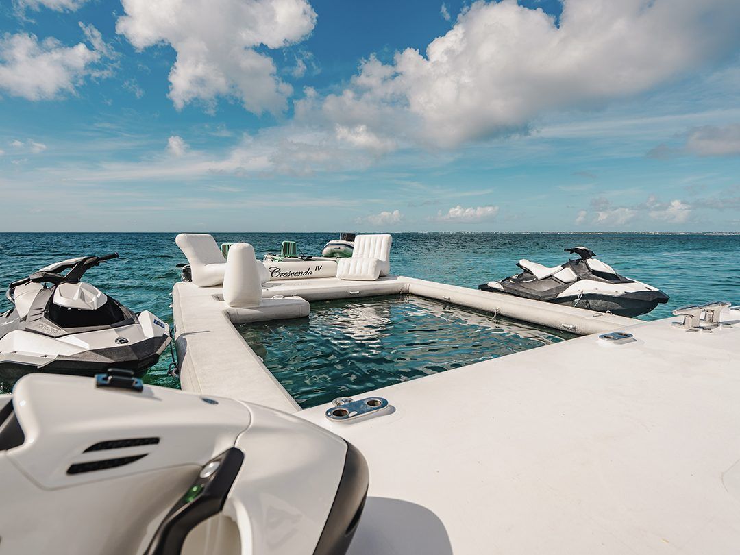 FunSize Beach Club Sea Pool and Superyacht Wave Chairs on Motor Yacht Crescendo IV