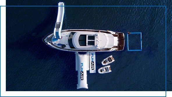 QuickShip Sea Pool, Yacht Slide, Water Mat and BigAir Blob on yacht