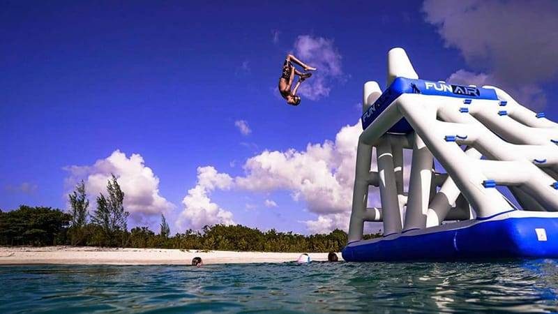 Backflip from the Motor Yacht Nomad FunAir Floating Playground