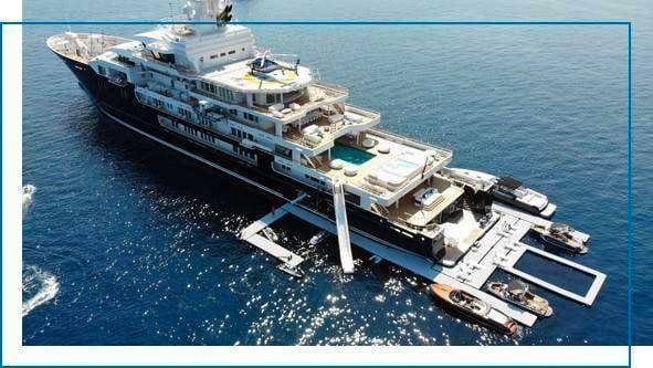 The FunAir Super Dock on Motor Yacht Ulysses providing a modular docking solution