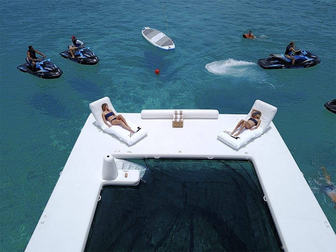 Custom superyact Beach Club Sea Pool on luxury charter yacht