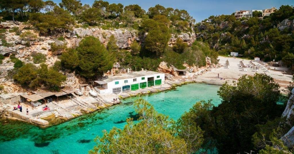 Beach loungers on the private beach in Cala Pi & Cala Beltrán Mallorca Spain