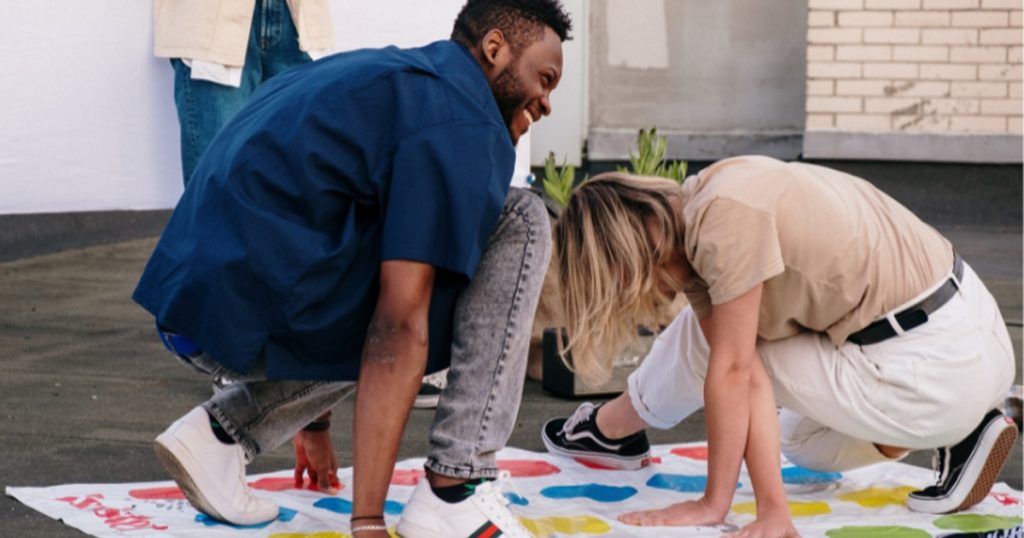 Superyacht crew playing Twister