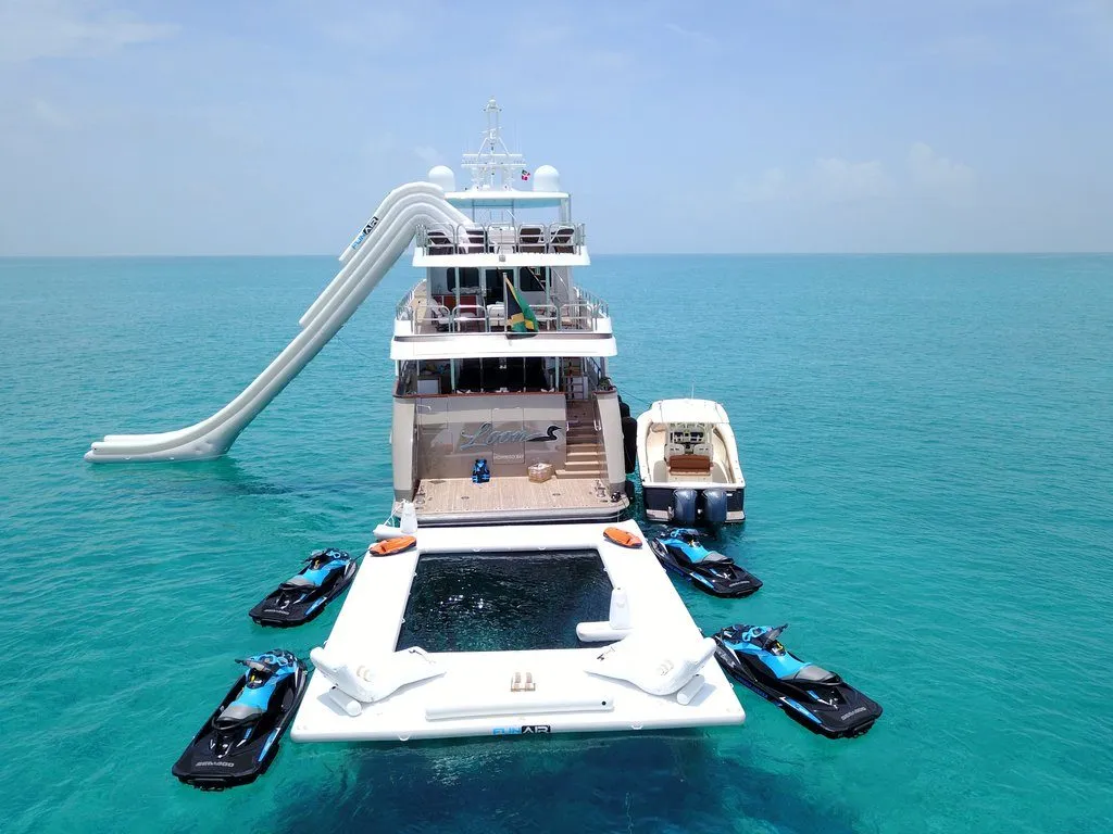 FunAir Beach Club Sea Pool, Loungers and Inflatable Yacht Slide