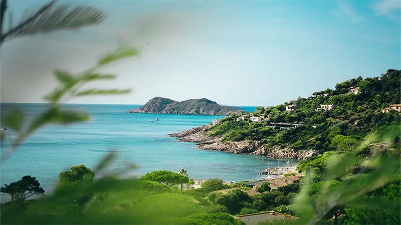 Azure blue sea and coastal trails in the South of France