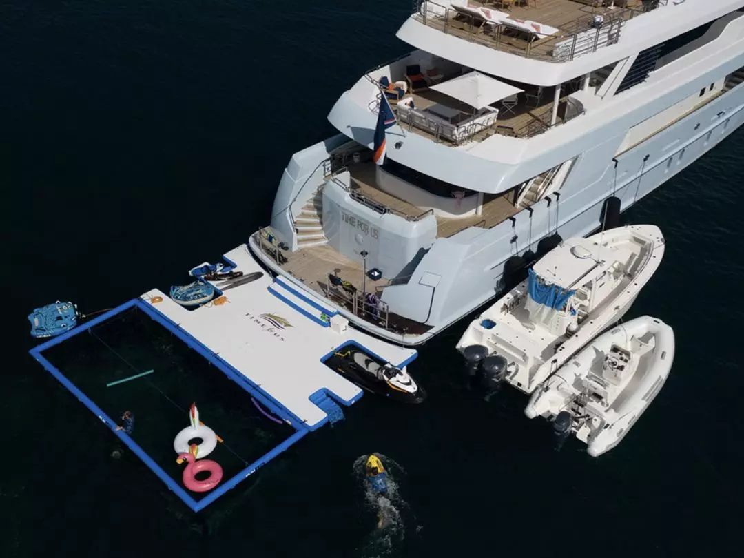 Custom Jet Ski Dock and Netted Sea Pool on superyacht Time For Us