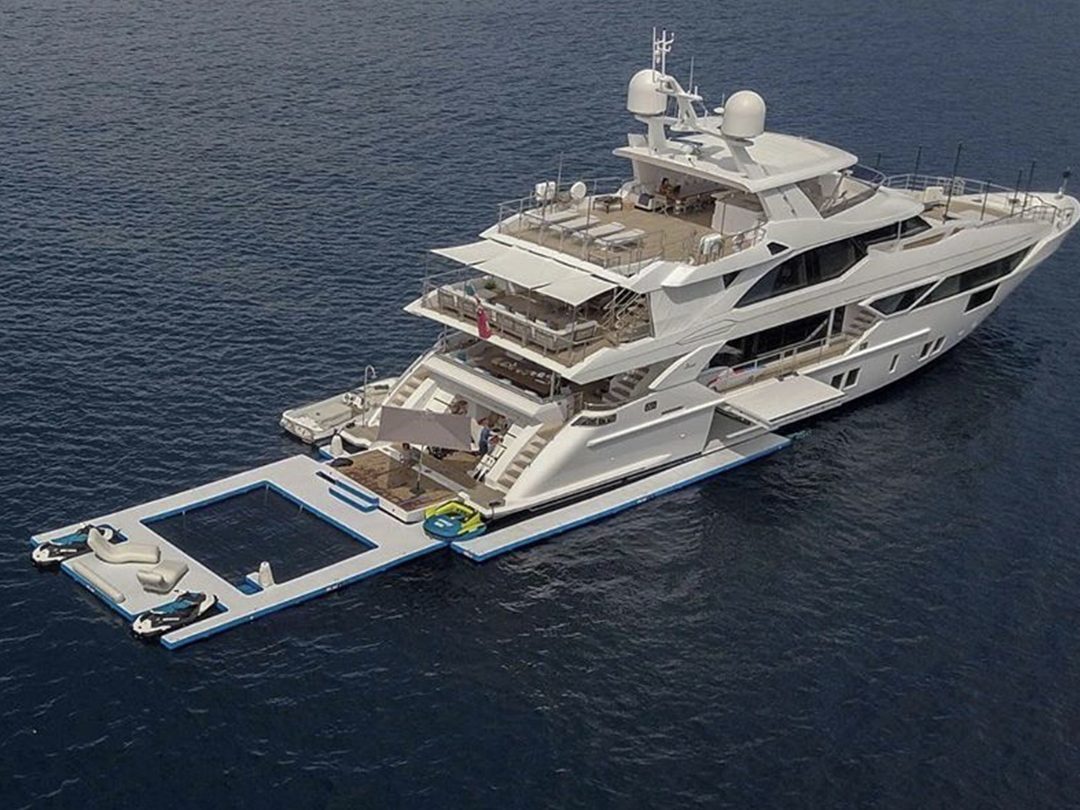 Custom Beach Club Sea Pool on luxury yacht