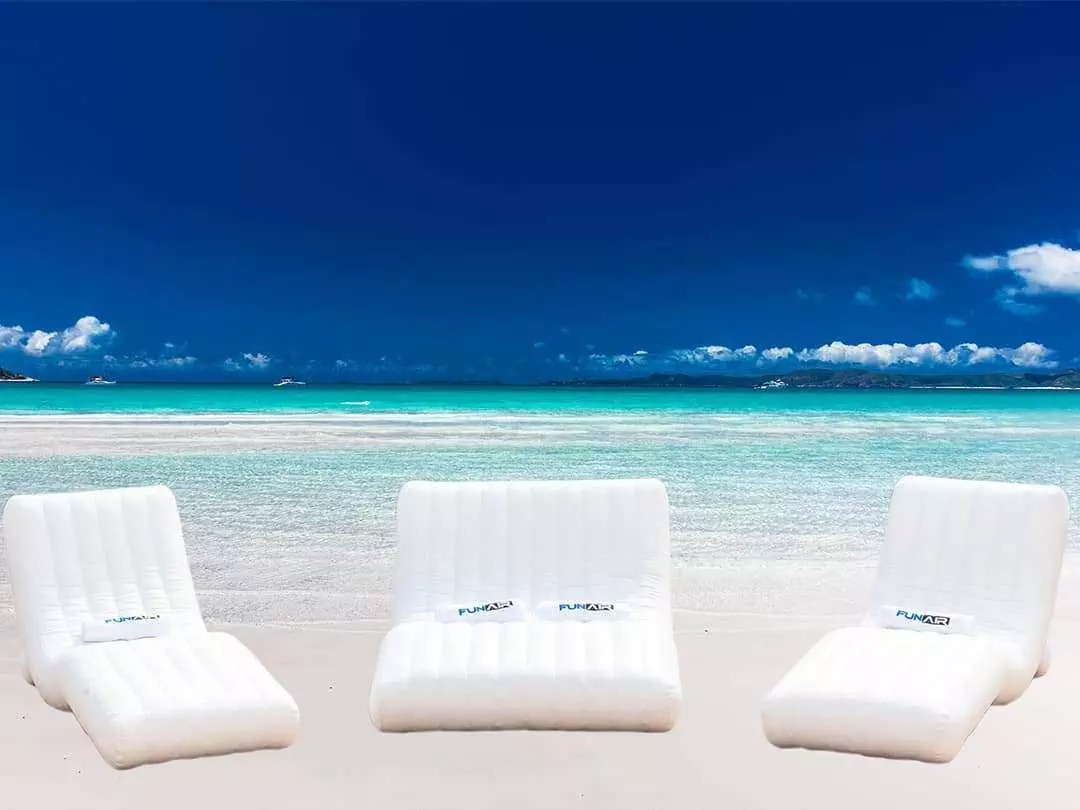 FunAir Double Wave Lounger and two wave loungers on beach