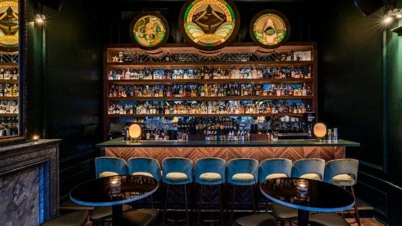 Night time vintage classy cocktail bar