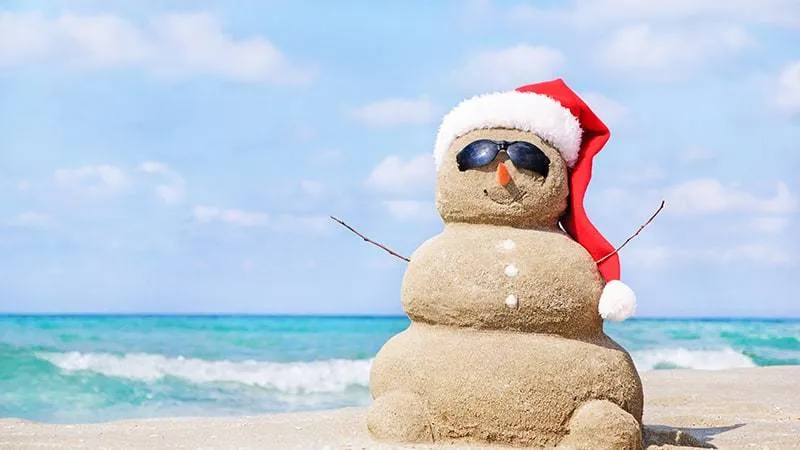 Christmas on the beach with a sandman