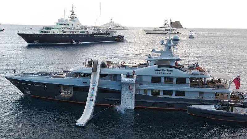 Superyacht Gene Machine with FunAir yacht slide and climbing wall