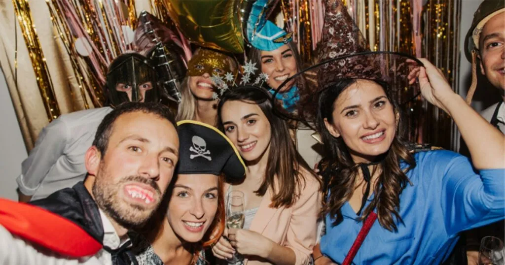 Friends selfie at Halloween dress-up party