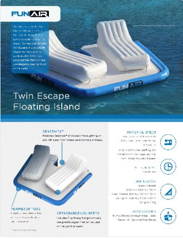 FunAir Twin Escape Floating Island Spec Sheet