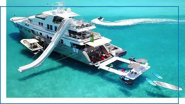 Custom Beach Club Sea Pool and Yacht Slide on MY Loon